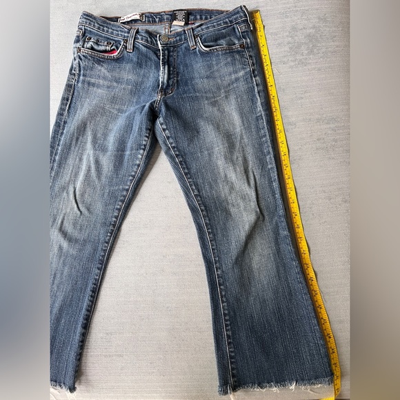 Red Engine Denim Blue Jeans Wide Leg Cropped Frayed Hem. Size 29 - Picture 6 of 9